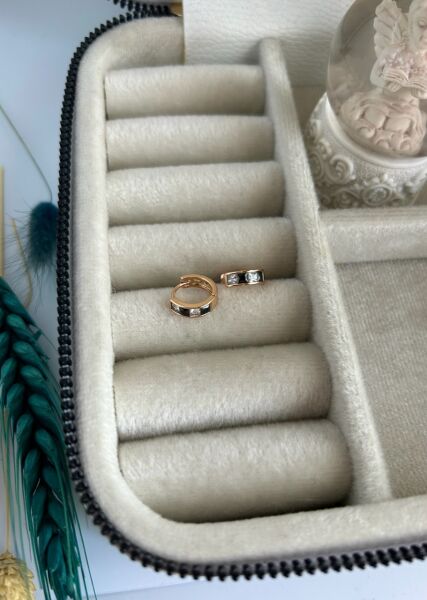 VIP Seri Damalı Taşlı Küçük Halka Küpe