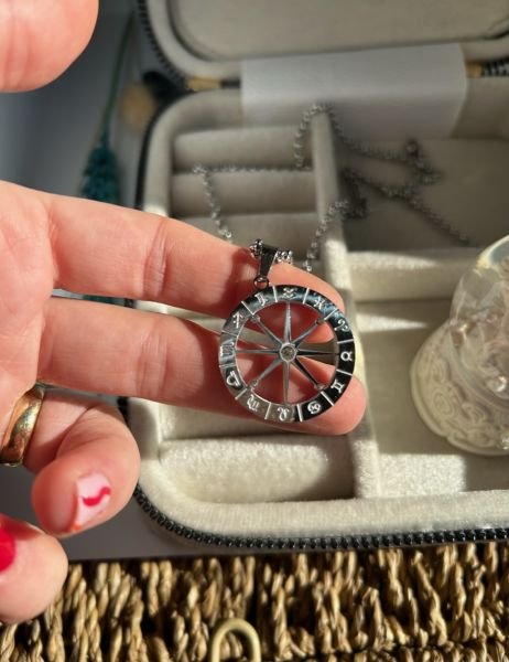 Çelik 12 Burç Kolye 60 + 5 cm Gümüş Renk