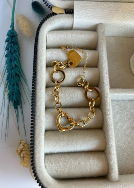 Çelik Kalp Detaylı Zincir Bileklik 15 + 5 cm