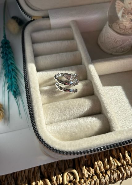 Marka Model Ayarlanabilir Sarmal Yılan Yüzük Gümüş Renk
