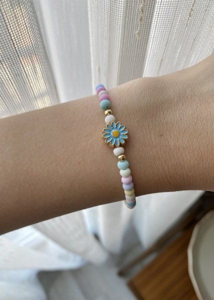 Mavi Papatyalı SoftPop Boncuk Bileklik