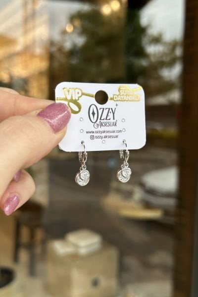 VIP Çift Taşlı Shakira Küpe Gümüş Renk