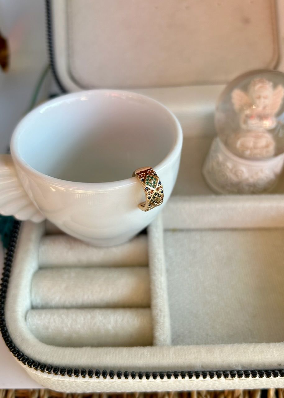 Renkli Taşlı Etnik Desen Earcuff Kıkırdak Küpe