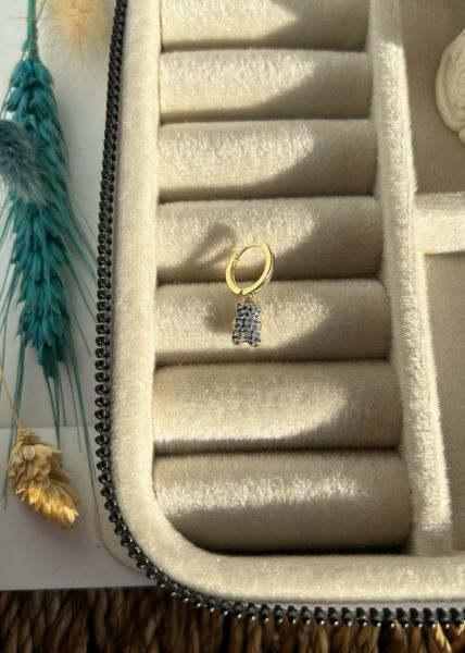 Gömme Zirkon Taşlı Ayıcık Küpe 1 Adet Mavi