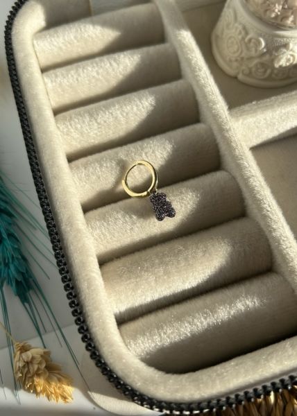 Gömme Zirkon Taşlı Ayıcık Küpe 1 Adet Mor