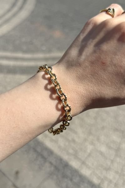 VIP Desenli Halka Zincir Bileklik 19 cm 14K