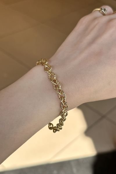 VIP Desenli Halka Zincir Bileklik 19 cm 14K