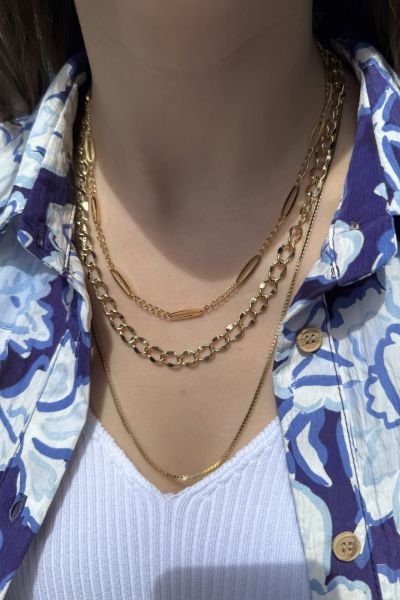 VIP Kesimli Oval Zincir Kolye 50 cm 14K