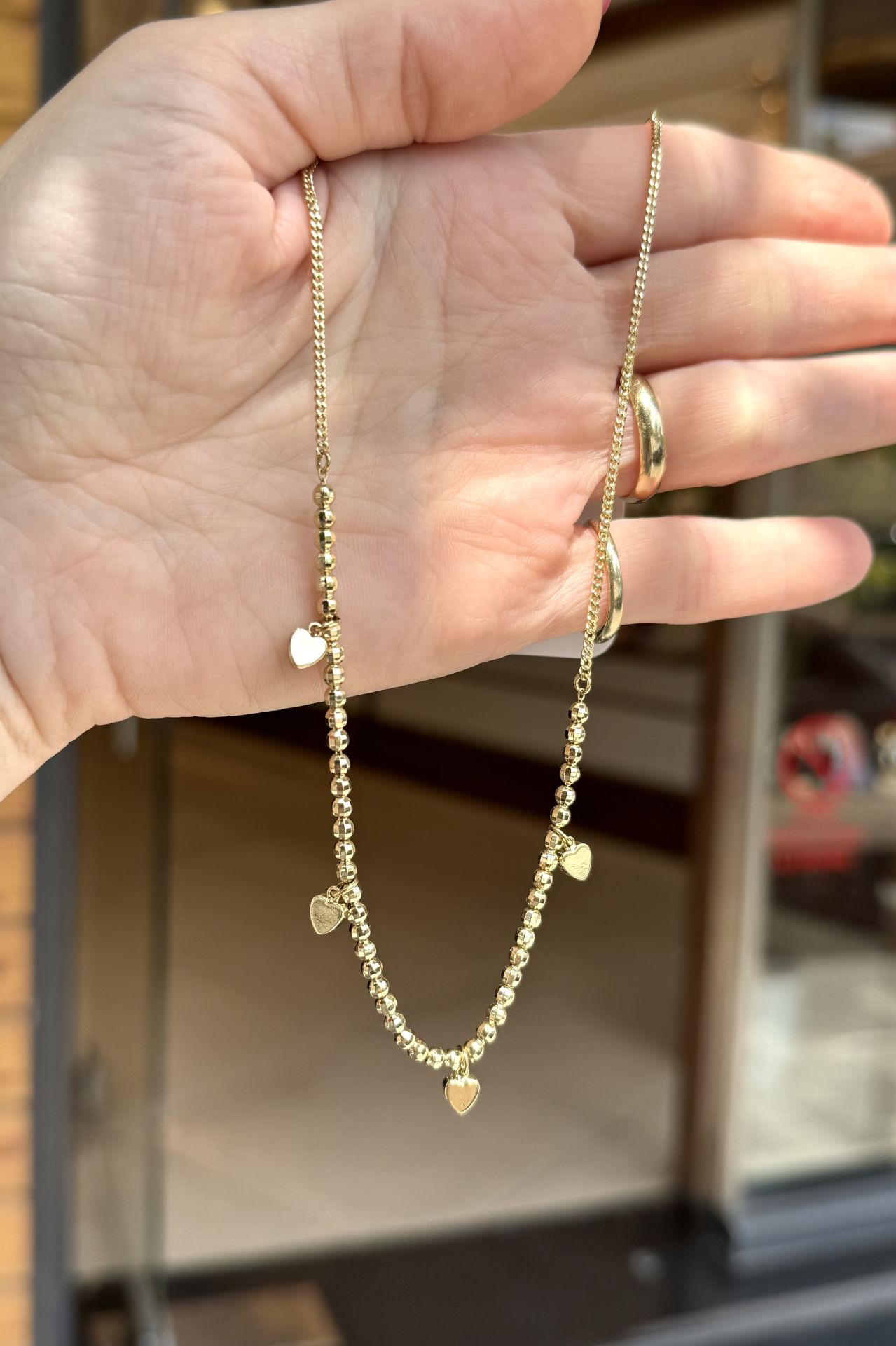 VIP Dorika Model Kalp Charmlı Kolye 45 cm 14K