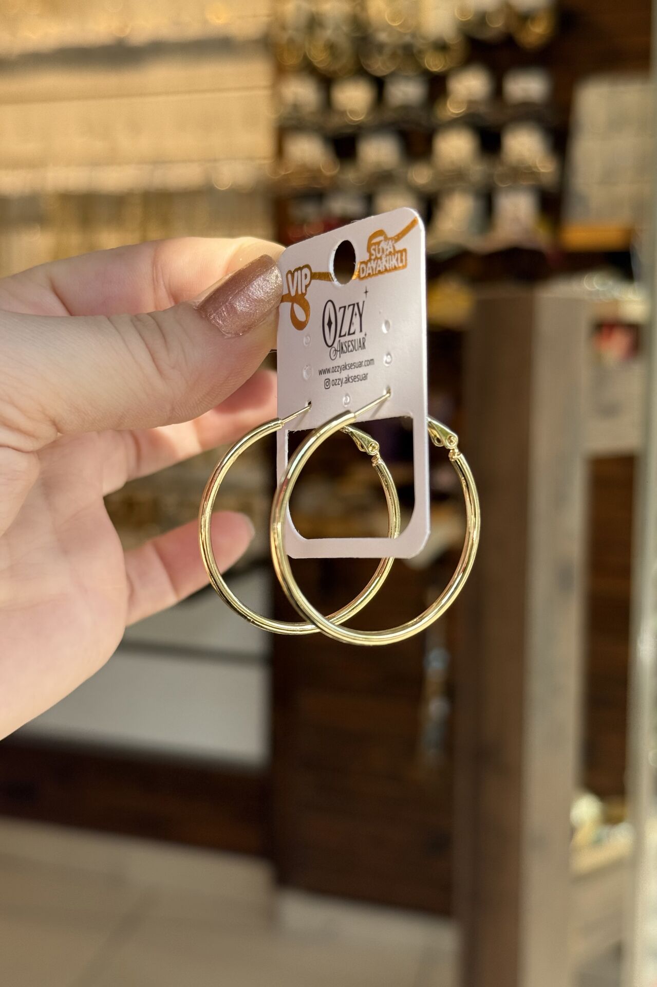 VIP İnce Sade Halka Küpe 3 cm 14K