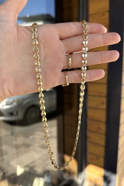 VIP Yaprak Model Zincir Kolye 45 cm 14K