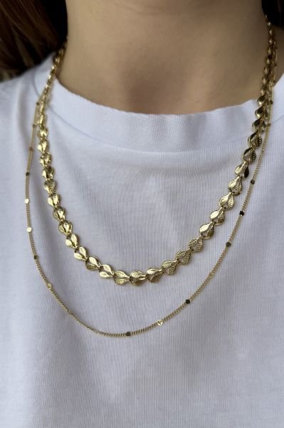 VIP Yaprak Model Zincir Kolye 45 cm 14K