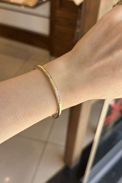 VIP Üzeri Sıra Zirkon Taşlı Kelepçe Bileklik 57 mm 14K