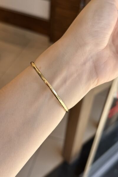 VIP Üzeri Sıra Zirkon Taşlı Kelepçe Bileklik 57 mm 14K