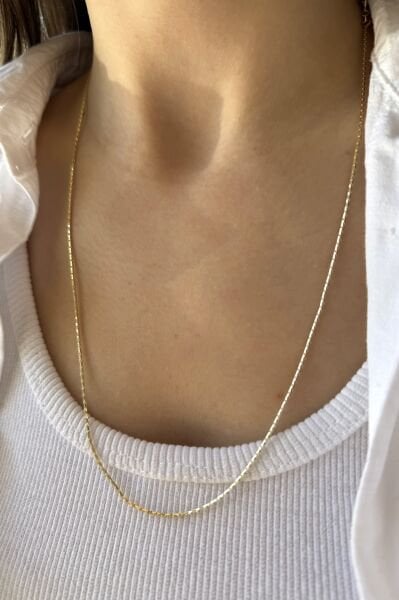 VIP İnce Kral Örgü Zincir Kolye 60 cm 14K