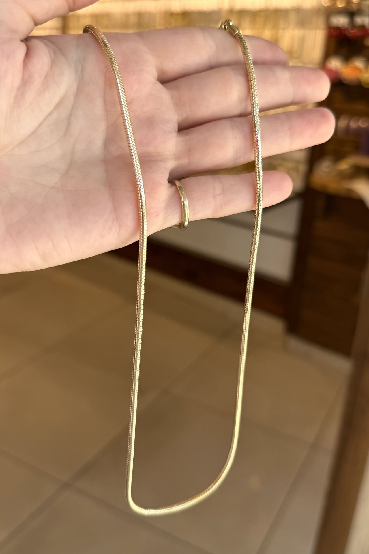 VIP Silindir Yılan Sırtı Zincir Kolye 55 cm 14K