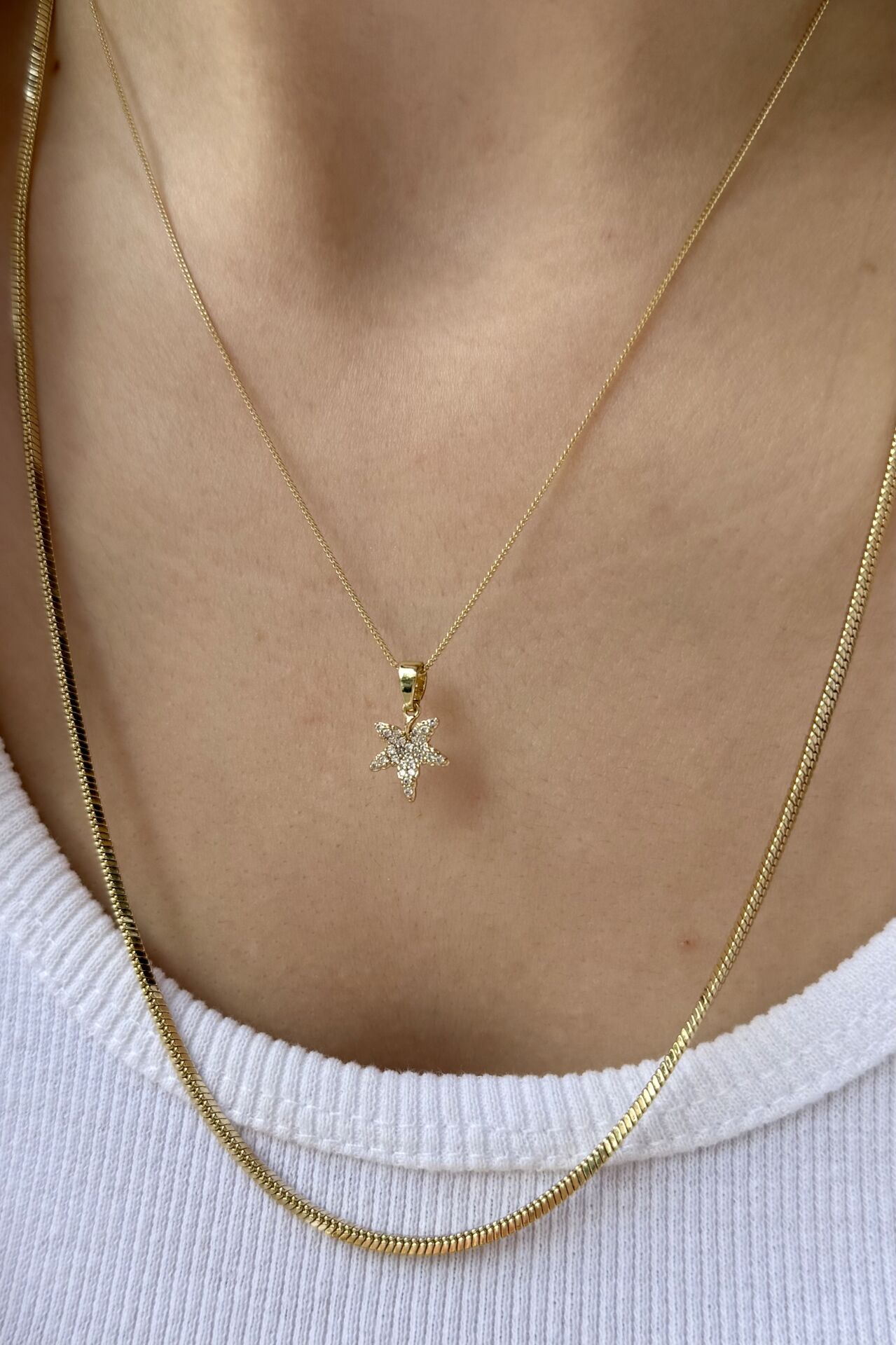 VIP Gömme Taşlı Çınar Yaprağı Kolye 45 cm 14K