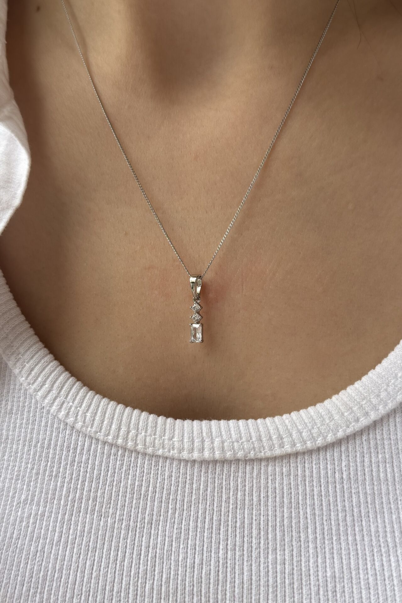 VIP Baget Zirkon Taşlı Kolye 45 cm Gümüş Renk