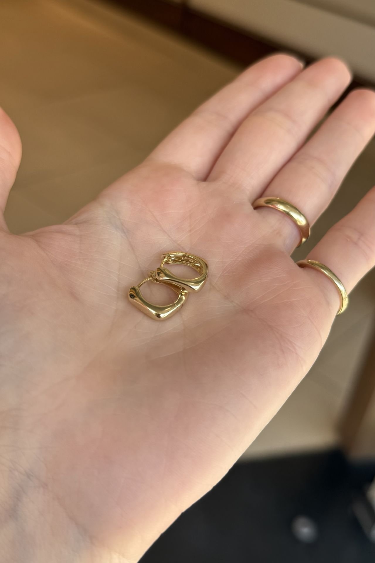 VIP Kesmeli Kare Halka Küpe 14K