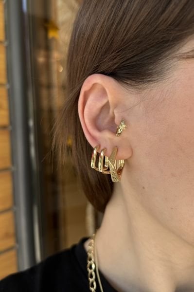 VIP Sade Sepet Halka Küpe 14K