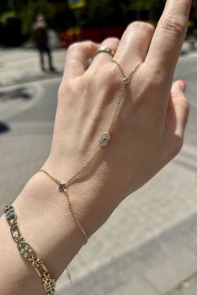 Gömme Taşlı Plaka Üzeri Yıldız Detay Şahmeran