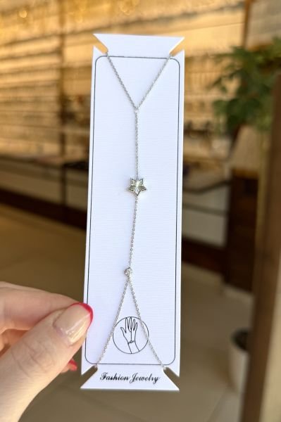 Elmas Kesimli Yıldız Detay Şahmeran Gümüş Renk