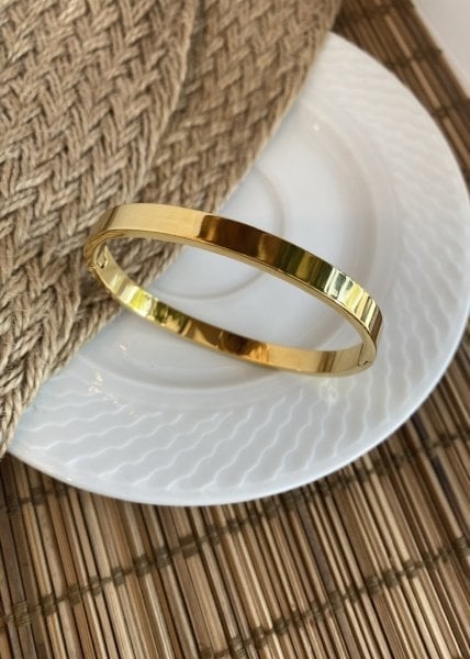 Çelik Düz Sade Kelepçe Bileklik