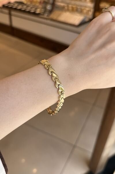 VIP Yassı Model Dalga Zincir Bileklik 20 cm 14K