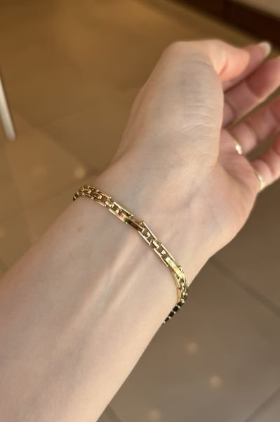 VIP 3 Sıra Taş İşlemeli Yassı Bileklik 17 + 3 cm