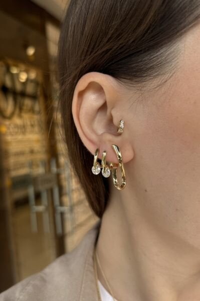 VIP Kıvrımlı Model Klipsli Küpe 14K