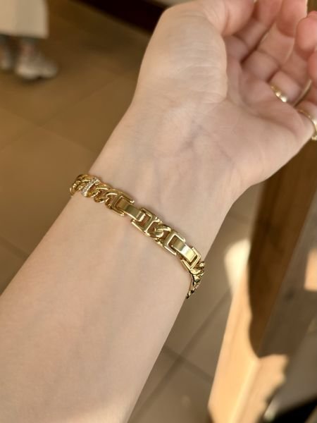 VIP Çift Sıra Gömme Taşlı Kemer Detay Zincir Bileklik 17 + 2 cm