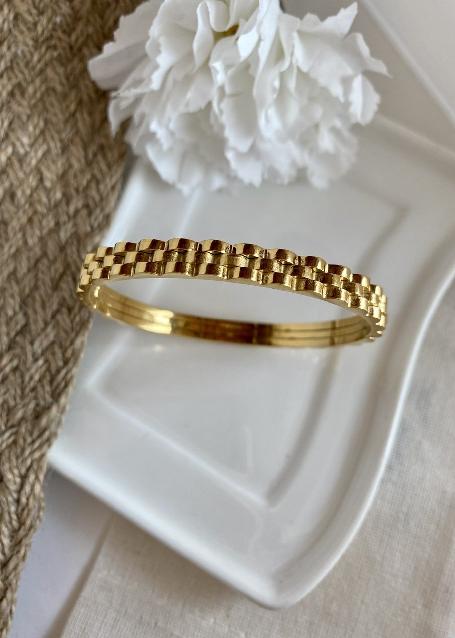 Çelik Marka Model Basamak Detaylı Kelepçe Bileklik