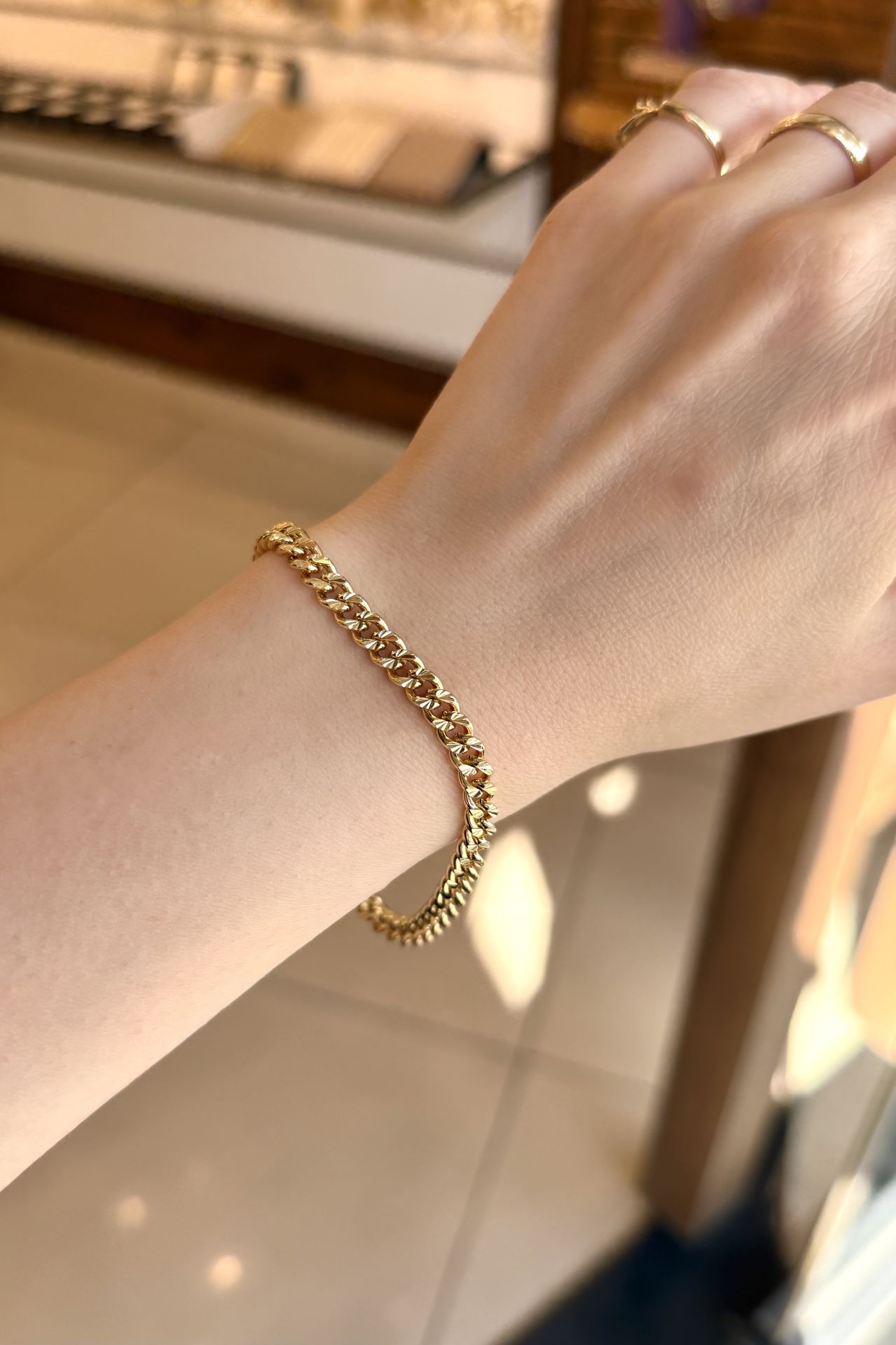 VIP Elmas Kesimli Zincir Bileklik 19 cm 14K