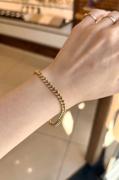 VIP Elmas Kesimli Zincir Bileklik 19 cm 14K