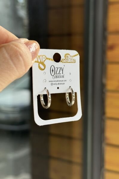 VIP Sade İnce Halka Küpe Gümüş Renk