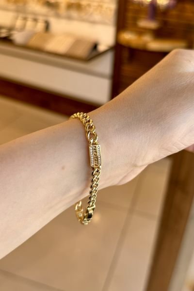 VIP Taşlı 3 Tokalı Zincir Bileklik 17 + 2 cm