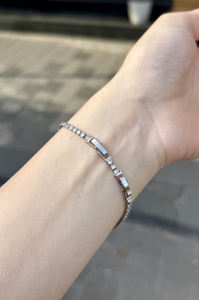 VIP İnce Su Yolu Bileklik 17 + 2 cm Gümüş Renk