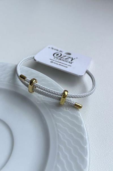 Çelik Kemerli Ayarlanabilir Örme Bileklik Beyaz