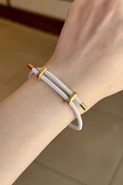 Çelik Kemerli Ayarlanabilir Örme Bileklik Beyaz