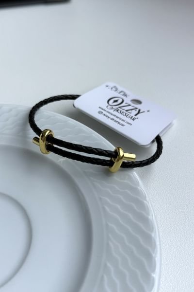 Çelik Kemerli Ayarlanabilir Örme Bileklik Siyah