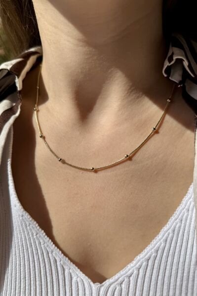 VIP Topçuklu Yılan Sırtı Kolye 45 cm 14K