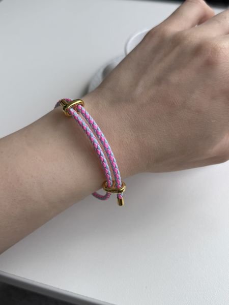 Çelik Kemerli Ayarlanabilir Örme Bileklik Pembe Mavi