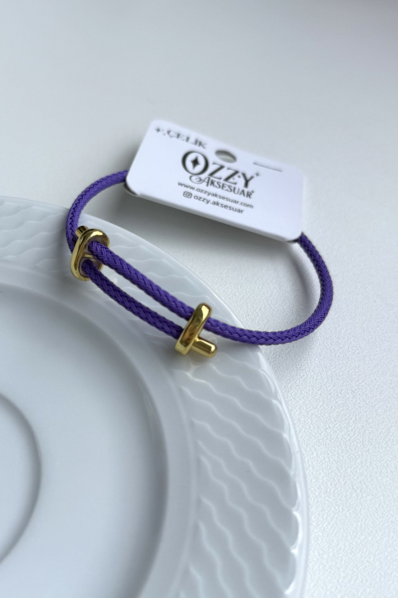 Çelik Kemerli Ayarlanabilir Örme Bileklik Mor