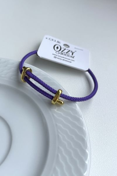 Çelik Kemerli Ayarlanabilir Örme Bileklik Mor