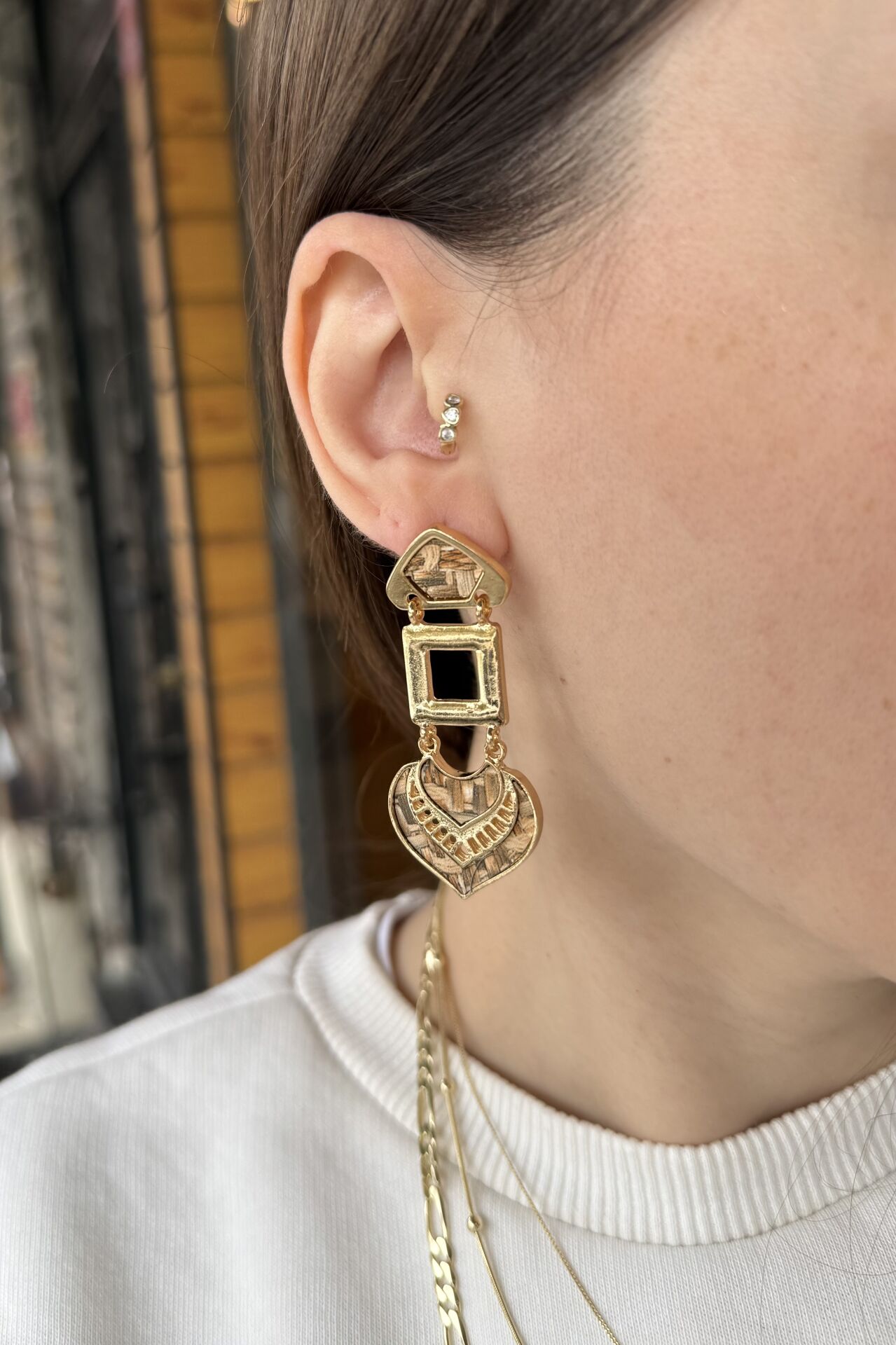 Marka Model Sallantılı Etnik Küpe Kahve