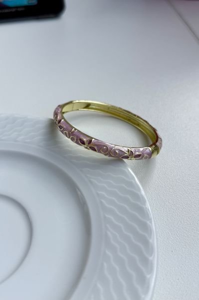 Mineli Vintage Yaylı Kelepçe Bileklik mor