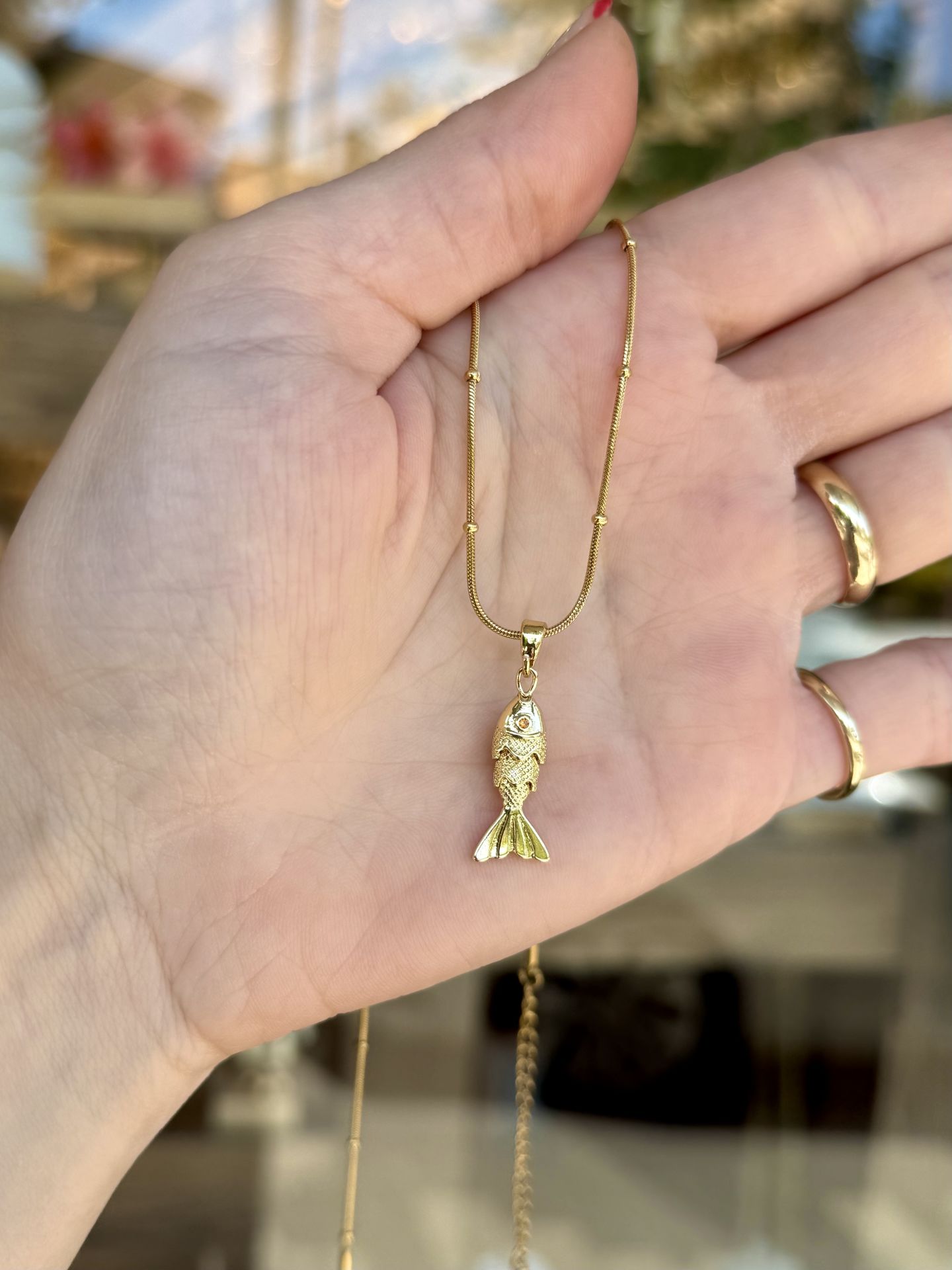 Hareketli Küçük Balık Çelik Kolye 45 cm