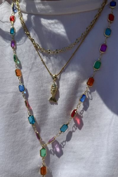 Hareketli Küçük Balık Çelik Kolye 45 cm