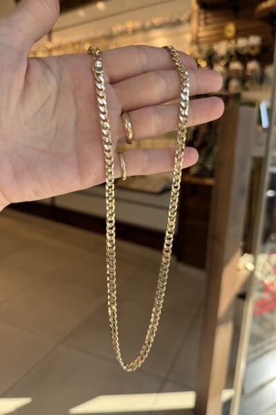 VIP Yassı Örgü Zincir Kolye 50 cm 14K