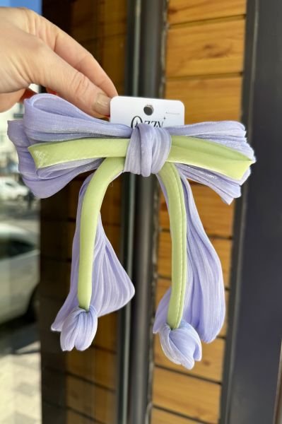 Laleli Saten Fiyonk Otomatik Toka Mor